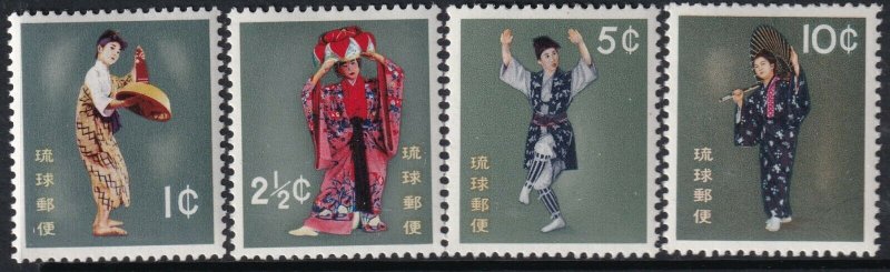 Sc# 65 / 68 Ryukyu Islands 1960 Dance complete set MNH Stk #2 CV $7.00