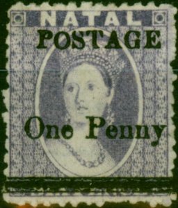 Natal 1877 1d on 6d Violet SG92 Fine MM 