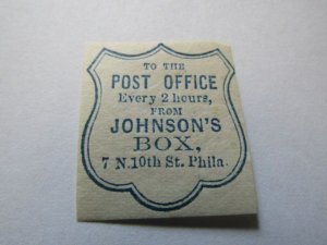 US Local Stamp Carrier, Johnson's Box - Philadelphia PA. MH OG,
