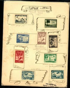 Spain Air Post 1930 on Graphic page C50-57 complete set C55a Color Error MH OG