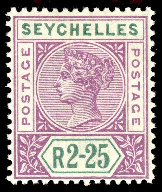 Seychelles 1900 QV 2r 25c bright mauve & green MLH. SG 36. Sc 21.