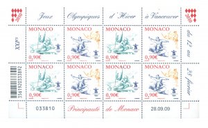 Monaco. Sport. 2009 Vancouver Olympics. Mini sheet.