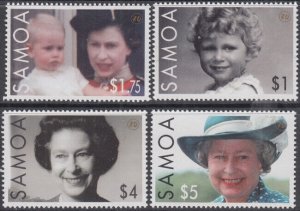 SAMOA Sc # 1087-90 CPL MNH QUEEN ELIZABETH II 80th BIRTHDAY