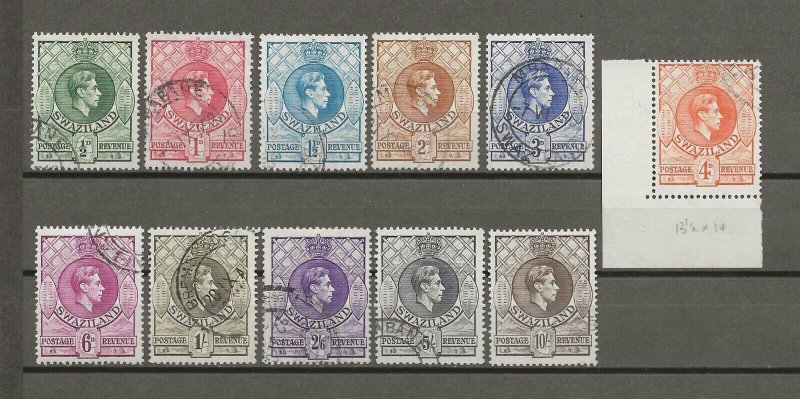 SWAZILAND 1938/54 SG 28/38a USED Cat £57