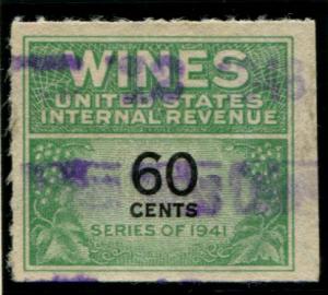 RE140 US 60c Wine Stamp, used cv $.20