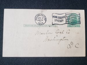 UX27. Jefferson, 1 cent, US Postal Cards.  Cancelled.VF cond.