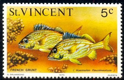 Tropical Fish, French Grunts, St Vincent stamp SC#411 MNH