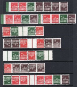 Germany & Berlin 1966 Brandenburg Se-tenants + Coils 12 Items MNH