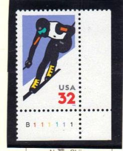 #3180 MNH plate # single 32c Winter Sports 1998 Issue