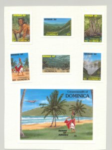 Dominica #1074-1080 Tourism, Dancers 6v & 1v S/S Chromalin Proofs on Card