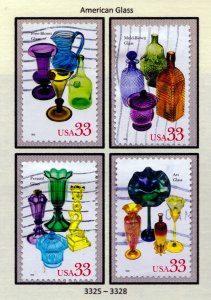 SC# 3325-28 - (33c) - Free-Blown Glass, Used Set of 4