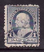 US-Sc#219- id7-used 1c dull blue Franklin-1890-3-