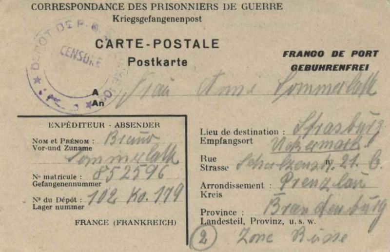 France P.O.W. Free Mail 1946 [Depot 102] Correspondance des Prisonniers de Gu...