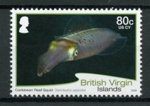 British Virgin Isl BVI Stamps 2020 MNH Sea Life Definitives Squid 80c R/P 1v Set