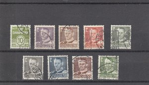 Denmark  Scott#  318-326  Used  (1950-1 Various Designs)