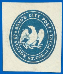 1879 US Local #20LU5 Boyd's City Post Cut Square, Reprint, Mint-No Gum Cool Item