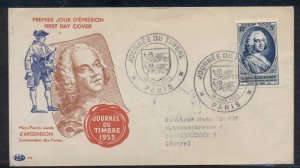 France 1953 Stamp Day, Count d'Argenson FDC