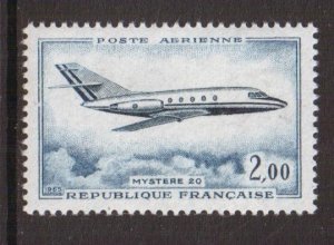 France  #C41  MNH 1965  Mystere 20 jet plane