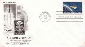 USA 1962 FDC Sc 1193 Project Mercury John Glenn Artcraft Cachet First Day Cover