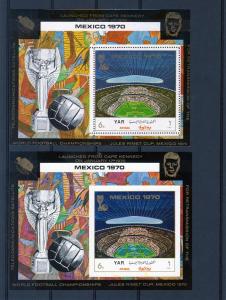Yemen 1970 World Cup Mexico-J.F.Kennedy S/S Perf+Imperf.#131 MNH VF