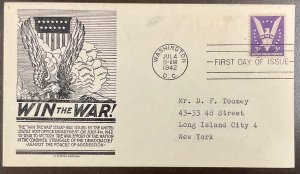 905 Anderson black cachet WWII Patriotic Win the War FDC 1942