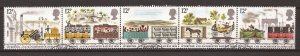 1980 Great Britain -Sc 908a - used VF - Strip of 5 -Manchester-Liverpool Railway