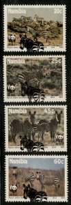 1991 Namibia Sc #694-97  Zebra with WWF promotion postage stamp. Cv$7