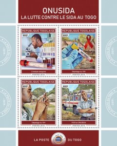 TOGO - 2019 - AIDS in Togo #1 - Perf 4v Sheet - Mint Never Hinged
