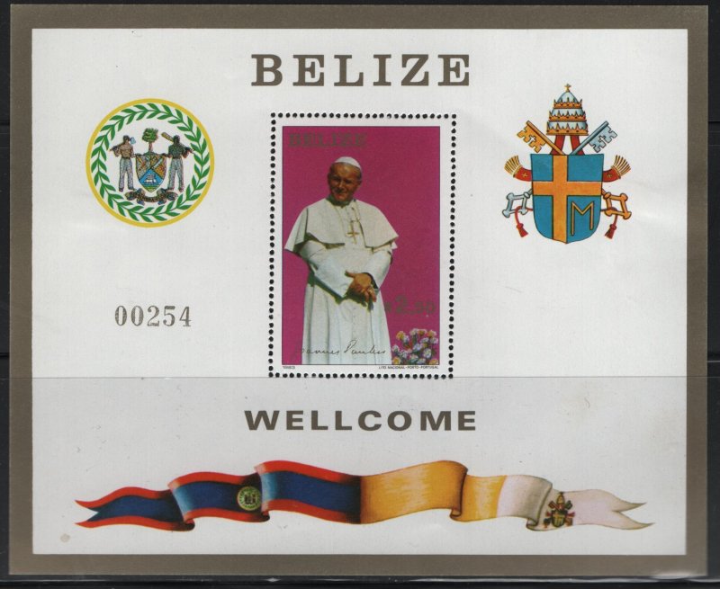 BELIZE  667, SOUVENIR SHEET, MNH, 1983 Visit by Pope John Paul II