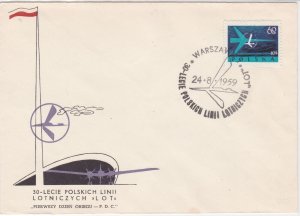 Poland 1959 Summer of Polish Airline Flight fly Cancel FDC Stamps Cover ref22996