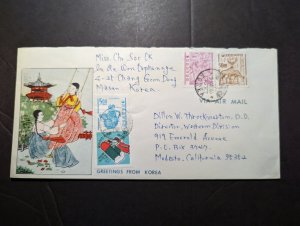 1960 Korea Souvenir Cover Masan to Modesto CA USA