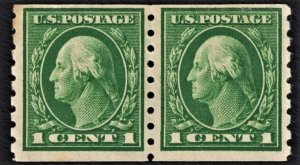 US 412 MHR 1 Cent Washington Pair Perforated 8-1/2 Vertically CV $60