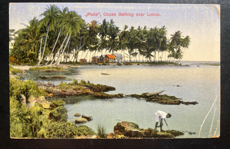 1930 Costa Rica Picture Postcard Cover To Condor NY USA Piuta Ocean Bathing 