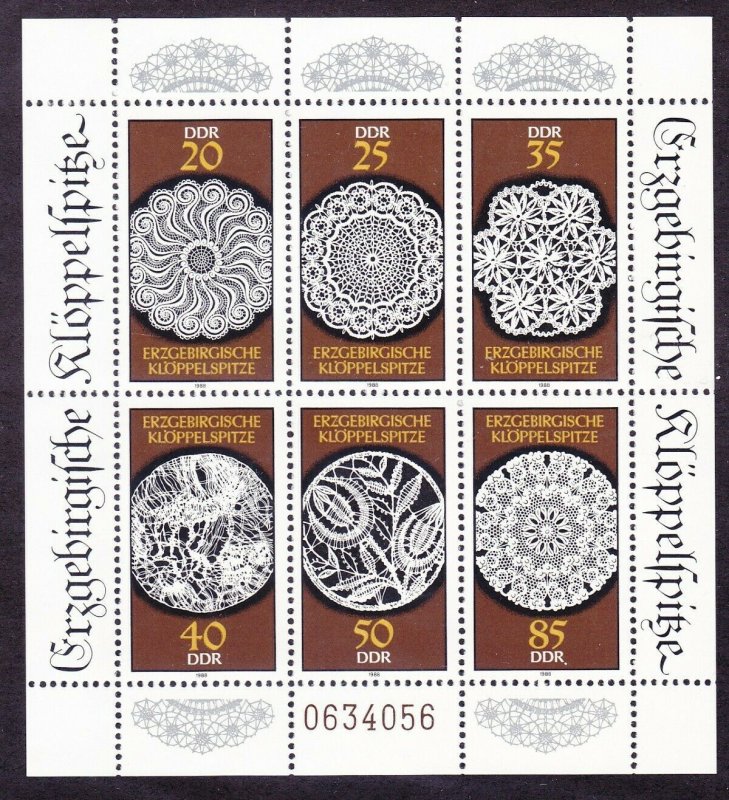 Germany DDR 2719 MNH 1988 Bone Lace from Erzgebirge Sheet of 8 Very Fine