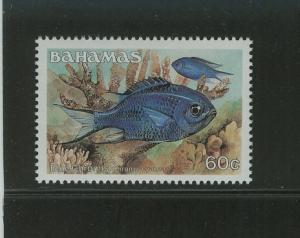 BAHAMAS 1986 60 CENT BLUE CHROMIS REEF FISH MNH