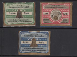 German Advertising Stamps - Set of 3 Easter Bell Brand Egg Noodles, Weinheim