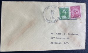 1940s US Marine Detachment Gibraltar  USS Arkansas Cover To Brooklyn NY Usa