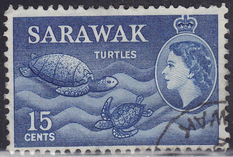 Sarawak 204 USED 1955 Sea Turtles