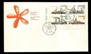 Canada-Sc#779a-stamps on FDC-LL plate block-Ships-Ice vessels-1978-