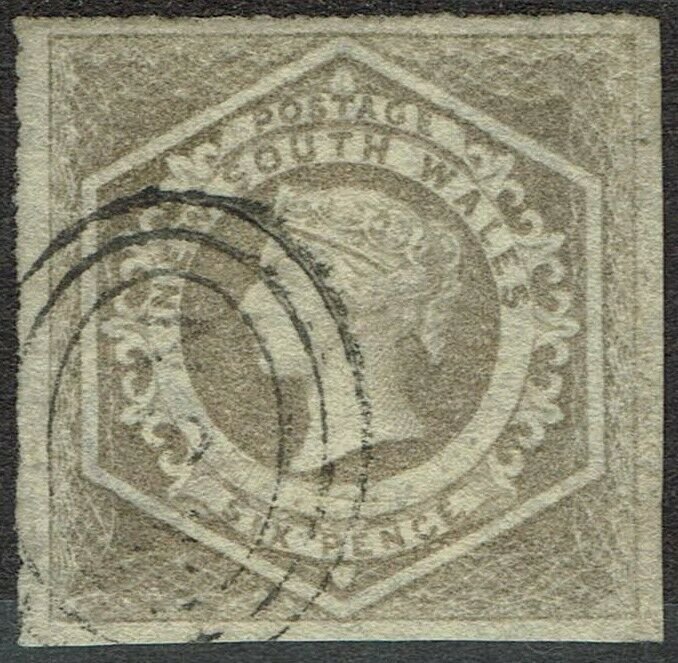 NEW SOUTH WALES 1854 QV DIADEM 6D IMPERF USED 