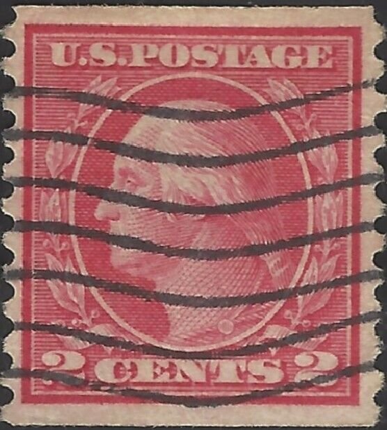 US Scott #491 Used VF  2 Cent 1916 Perf 10 Coil Stamp