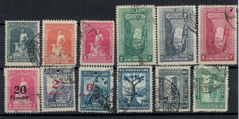 Turkey postally used collection of 12 stamps