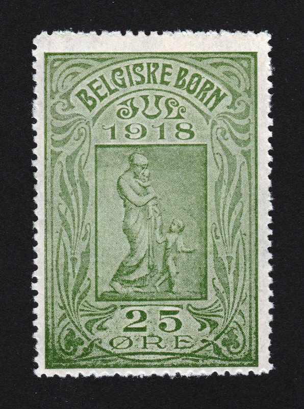 REKLAMEMARKE DENMARK POSTER STAMP BELGISKE BORN - CHILDRENS CHARITY WWI JUL 1918