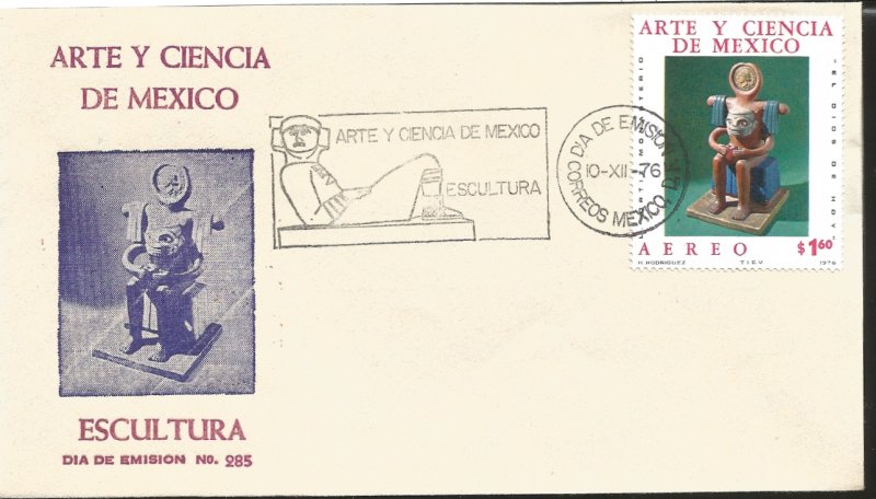 J) 1976 MEXICO, ART AND SCIENCE OF MEXICO, SCULPTURE, FDC