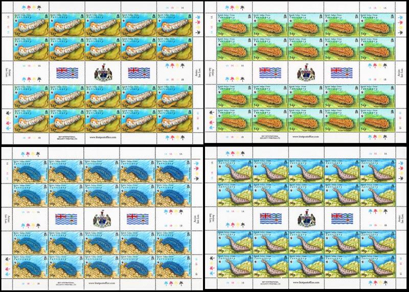 BIOT WWF Sea Cucumbers 4 Full Sheets of 20v SG#392-395 SC#361-364 MI#470-473