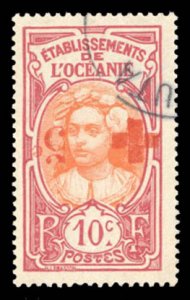 French Colonies, French Oceania #B2c Cat$300, 1915 10c on 5c, overprint inver...