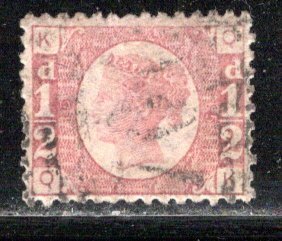 Great Britain Scott # 58, used, pos QK, plate 10