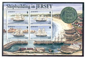 Jersey Sc 599a 1992 Jersey Built Ships stamp sheet mint NH