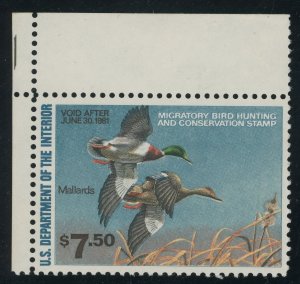 USA RW47 - XF Mint never hinged corner margin single