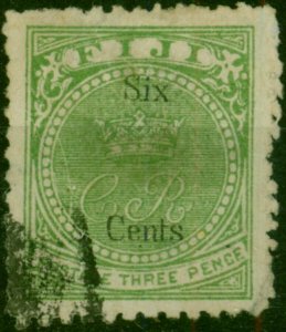 Fiji 1872 6c on 3d Yellow-Green SG14 Good Used (2)